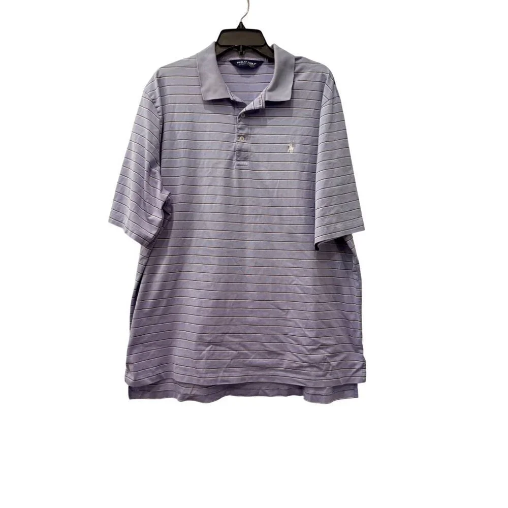 Polo Golf Ralph Lauren Men's Size  XL Classic Fit Striped Light Blue Polo Shirt